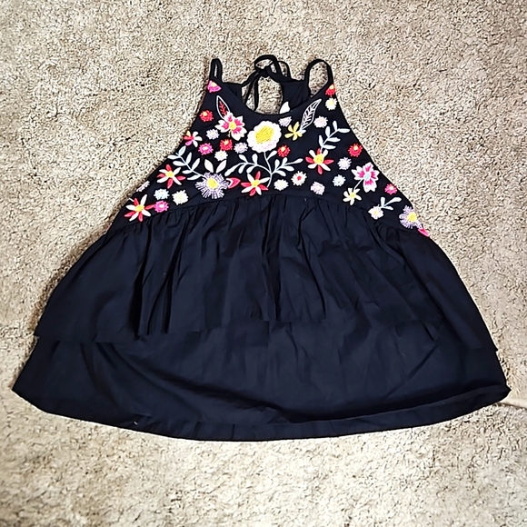 Zara Black Floral Embroidered Halter Peplum Top  Size Medium - Picture 9 of 9